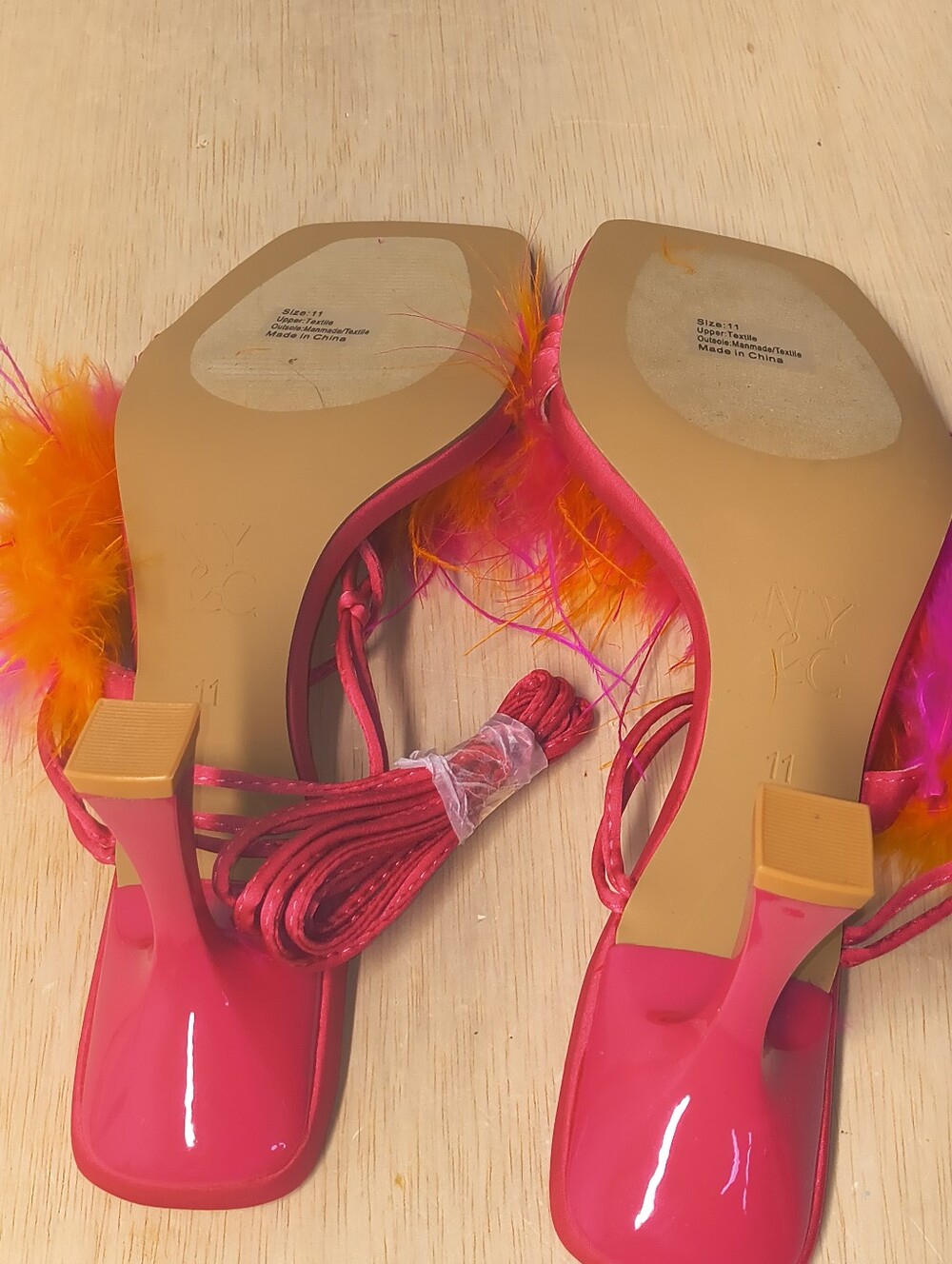 New York & Company Women's Georgia Lace-up Heel Sandals In Hot Pink & Orange 11 - Picture 10 of 11